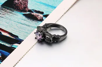 Vintage modes purpura ametista kristāla zircon dimantiem un dārgakmeņiem, gredzeni, sieviešu melns gothic rotaslietas bijoux bague piederumi