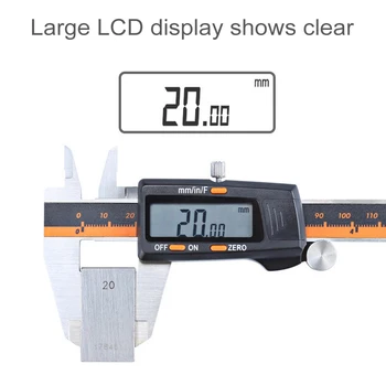 Nerūsējošā Tērauda Digitālais Displejs Suportu 150mm Frakcija LCD Vernier Automātiski Pārvērš Mērījumu Collas Milimetri Suports