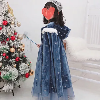 Saldēti 2 Elsa Disney Meitenes Princese Kleita Ziemassvētku Cosplay Kostīms Bērniem Garām Piedurknēm Ziemas Mežģīņu Acu Kleitu Jaunā Gada Dāvanu