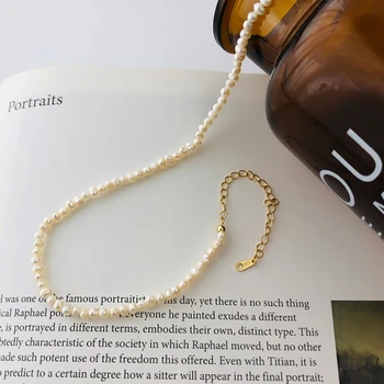 4mm Dabīgo Saldūdens Pērli sānslīdi kaklasaite Kaklarota Baroka pērle Rotaslietas Sievietēm ar Sudraba Rotaslietas Aizdare Jaukā Dāvana