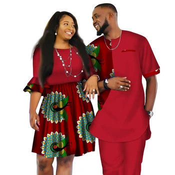 2020. gada Vasaras Āfrikas Drēbes Pāriem Sieviešu Kleitas Un Vīriešu Krekls Ģimenes Drēbes Pāriem, Tradicionālo Apģērbu Par Mīļāko SL3580