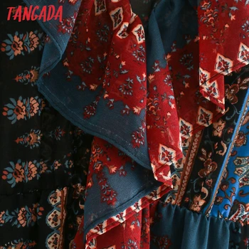 Tangada modes sieviešu ruffles ziedi drukas kleita 2020 