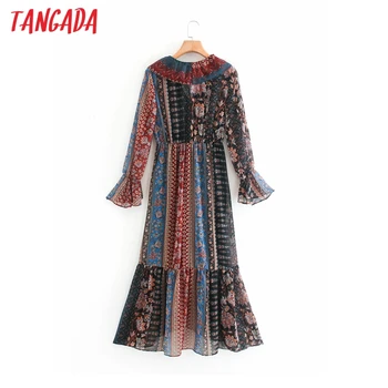 Tangada modes sieviešu ruffles ziedi drukas kleita 2020 