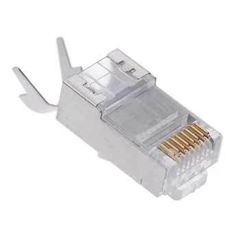 10pcs Jaunu Rj45 Savienotājs Rj 45 Ethernet Kabeli, Kontaktdakšu Cat7 Cat6a 8P8C Stp, Ekranēts Kaķis 7 Tīkla Termināļi 1.3 mm