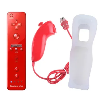JAUNS 2 1 Wireless GamePad Tālvadības pults Nintendo Wii Kontrolieris Kursorsviru built in Motion Plus + Nunchuck