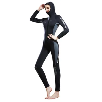 ZCCO 5MM neoprēna kapuce Wetsuit sieviešu Zemūdens niršanas tērps, Sērfošanu viens gabals, kas spearfishing Snorkeling ziemas Aukstuma necaurlaidīgs peldkostīmu