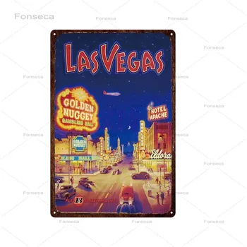 Krogs, Bārs Zīme Travel Art Metāla Zīme, Vintage, Ainavas, Plakātu, Metāla Dekori Zīme Las Vegas City View Metāla Skārda, Lai Dzīvojamā Istaba