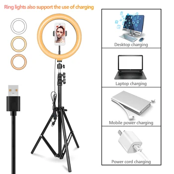 10inch Aptumšojami LED Selfie Gredzenu Gaismas Statīvs Statīvs 3200-5600k Foto Kameras Tālrunis Gredzens Luktura Grims Video Live Studio