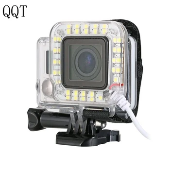 QQT par Gopro Aksesuāri LED Montāžas Gaismas Stiprinājums Go pro Hero 3 4 + Kamera Mājokļu Mount Objektīvs