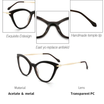 Acetāta Brilles Rāmis Sieviešu Vintage Skaidrs Rāmis, Kaķu Acu Tumši Brūnas Brilles Rāmis Sieviešu Pārredzamu Optiskās Brilles#9010