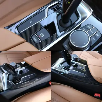 1pc Centra Konsole Pārnesumu Pārslēgšanas Paneļa Vāku Apdare Apdare BMW 5 Sērijas G30 2017 2018 ABS Plastmasas ar Oglekļa Šķiedras Stils