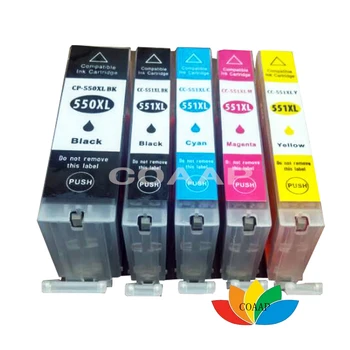 5x Saderīgu CANON PGI 550XL CLI 551XL tintes kasetnes Pixma IP8750 IX6850 MG5450 MG5550 MG5655 MG6350 MG5650 MG7150 MX725