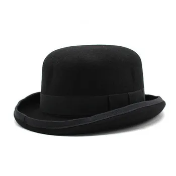 Vilnas fedoras cepuru rudens ziemas vīriešiem kungi īss malām britu stila cietā melnā filca cepures vīriešu kāzu baznīcas oficiālo džeza vāciņi