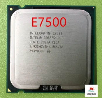 Intel Core Duo E7500 e7500 Procesors 2.93 GHz 3M 1066MHz Darbvirsmas LGA775 CPU E7500 VAR STRĀDĀT