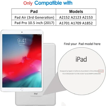 Būtiska iPad gaisa 3 10.5 Pro 10.5 A2123/A2152/A2153/A2154/A1701/A1709 Auto Wake/Sleep Magnētisko Gadījumā Smart Cover, Flip Stends, Coque