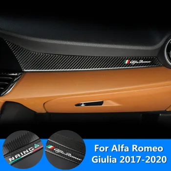 Par Alfa Romeo Giulia Uzlīmes Automobiļa Centrālās Konsoles Paneļa Vāku Apdare Oglekļa Šķiedras Stils Apdares Auto stils Aksesuāri