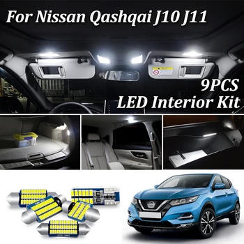 9Pcs Canbus LED Interjera Lasījumā Kartes Gaismu Komplekts 2007-2018 2019 2020 Nissan Qashqai J10 J11 Dome Bagāžnieka Licences Lampas gaismas