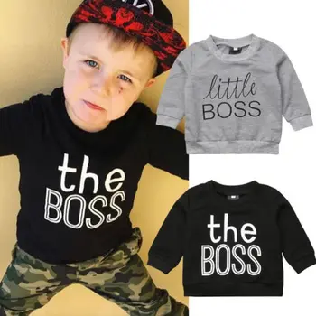 Mazais Boss Toddler Bērniem, Baby Boy Girl Rudens Apģērbu Ar Garām Piedurknēm Vēstuli Izdrukāt, Puloveru, Hoodies Sporta Krekls Topi