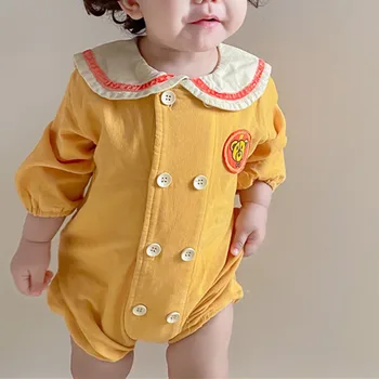 MILANCEL 2021. gada Pavasarī Baby Jumpsuits Jaundzimušo Meitene Kombinezonus Nest Izšuvumu Salior Apkakles Zīdaiņu Drēbes