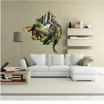 Broken sienas Džungļu dinozauru sienas uzlīmes, mājas dekors dzīvojamā istaba, guļamistabas grīdas, sienas uzlīmes Noņemamu dekoratīvu pvc materiālu