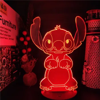 Disney Lilo Dūriens Rīcības Anime Attēls 3D Led Apgaismojums Rotaļlietas noteikta Modeļa Ohana Figma Modelis Kolektora Ziemassvētku Dāvanu, Galda Lampa, Lelle Dāvanu