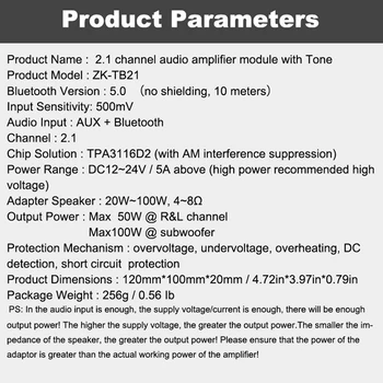 ZK-TB21 TPA3116D2 Bluetooth 5.0 Subwoofer, Pastiprinātājs Valdes 50WX2+100W 2.1 Kanālu Jauda o Stereo Pastiprinātājs Valde