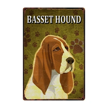 [ Kelly66 ] Suņi Basset Hound Metāla zīmju Skārda Plakātu Mājas Dekori Bāra Sienas Mākslas Glezniecības 20*30 CM Izmērs y-2209