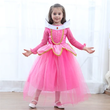 Sleeping Beauty Saģērbt Meitenes Princese Aurora Kleita Meitene Ilgtermiņa piedurknēm Kleita Bērnu Ziemassvētku Puse Kleita Fantasia Infantil
