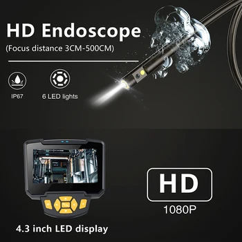 Dual Objektīvs Endoskopu Fotokameras 1080p Daļēji Rigied Drenāžas Cauruļu Pārbaudes Kameras 8mm Kabeli Fotokameras Borescope Videoendoscope ar Ekrānu
