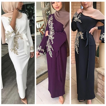 Eid Abaya Dubaija Turcija Musulmaņu Kleita, Hijab Kaftan Caftan Mežģīnes Islāma Apģērbi Sievietēm Ramadāna Kimono Kleitas, Drēbes Vestidos