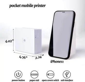 Phomemo Portatīvo M02 Mini Bluetooth Printeri, Mobilo Fotoattēlu Siltuma Etiķešu Printeri Rokas Mobilo Kabatā Uzlīme Maker Printeri