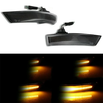 2X Dinamisko LED Pagrieziena Signāla Gaismu Atpakaļskata Spogulis Indikators Ford Focus Mk2 Mk3 Mondeo (Smokded Melna)