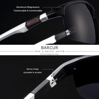BARCUR Alumīnija Magnisium Sporta Saulesbrilles Polarizētās Gaismas Svara, Braukšanas Glases Vīrieši Sievietes