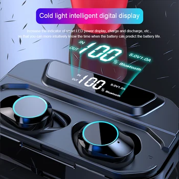 G02 TWS Bluetooth V5.0 9D Stereo Austiņas Bezvadu Austiņas IPX7 Ūdensizturīgs Austiņas 3300mAh LED Smart Power Bank Tālruņa Turētājs