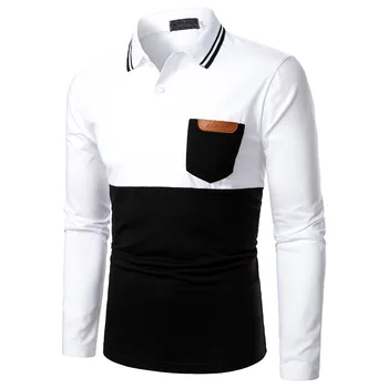Raibs Vīriešu Polo Krekls Ir 2021. Pavisam Jaunu Pu Ādas Vīriešu Polos Homme Gadījuma pieguļoša Kabatas Camisas de Hombre Vīriešu Džersija Tops