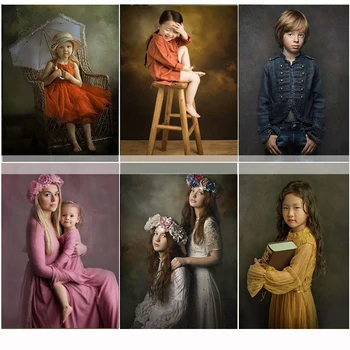 Grunge Cieto Sienu, Eļļas glezna Self Portrait (pašportrets) Kāzas, Bērnu Foto Fona Pielāgotus Foto Backdrops Foto Studija