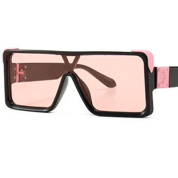Vintage Brūns Taisnstūris saulesbrilles Sieviešu Luksusa Flat Top Saules Brilles Lielgabarīta Toņos Slīpums Lēcu UV400 Klasiskās vīriešu brilles