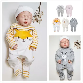 Ir 2021. Jaunu Bērnu Kombinezonus ar garām Piedurknēm Karikatūra Dizaina bebes O-veida Kakla 0-24 Mēnešiem Jaundzimušais Pidžamu Puiku Drēbes roupa de bebe
