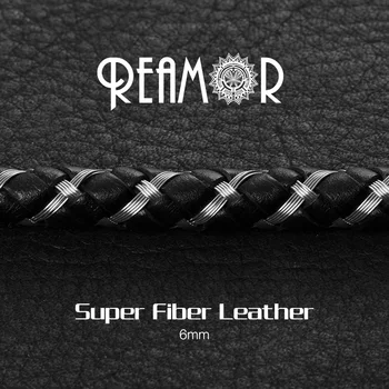 REAMOR 1M Black Super Fiber Ādas Stīgu Virvi, 6mm Tērauda Stieple, kas Pīti Ādas Vadu Aproce Secinājumi DIY Rotaslietu izgatavošana