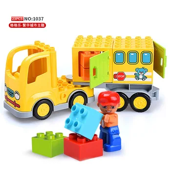 Diy Mana Pirmā Traktora Komplekts Lauksaimniecības Tirgus Modelis DIY auto Celtniecības Bloki, Ķieģeļi, Rotaļlietas Bērniem Saderīgs Ar Duploed Bērniem Dāvanu