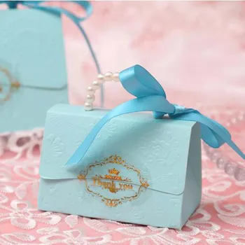 Jaunpienācēji--30pcs somā formas papīra rozā Vai zilā Krāsā kāzu saldumu kārbas pusi, konfekšu kastes dāvanu kastes