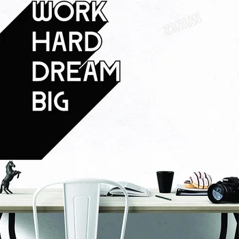 Strādājam Dream Big Iedvesmot Sienas Uzlīmes Klases Biroja Quote Vinila Sienas Decal Motivācija Dekors Dzīvojamā Istaba Guļamistaba Y107