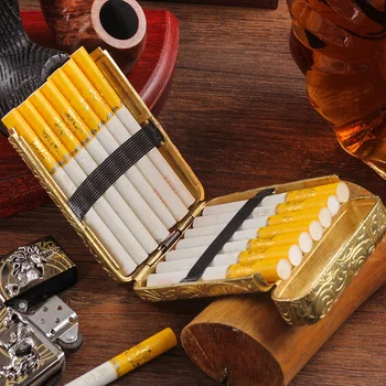 Retro Tīra Vara Roku cirsts Cigarešu etvija 14 Cigaretes Peaky acu aizsegi, Pārvelciet Lodziņu Turētājs Portatīvo Smēķēšanas Rīki Zelta