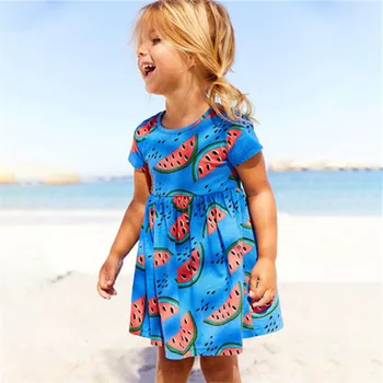 Funnygame Kleita Arbūzs Drukāt Bērniem Meiteņu Kokvilnas Apģērbs par Vasaras Bērnu Īsām Piedurknēm Puse Bērnu Meitenei Kleita