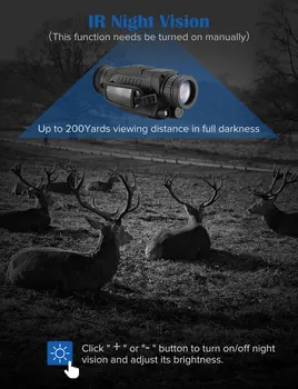 BOBLOV HD Digital Night Vision Monokulāri 5x40 Infrasarkano Nakts (IS) Vison Kamera, 720P Video/Atskaņošanas / 8.G Medību un Skautu Spēle
