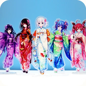 Anime Datums Dzīvot Kimono Tokisaki Yoshino Akrila Statīvs Attēls Darbvirsmas Apdare Kolekciju Modelis Rotaļlietas Lelle Dāvanas