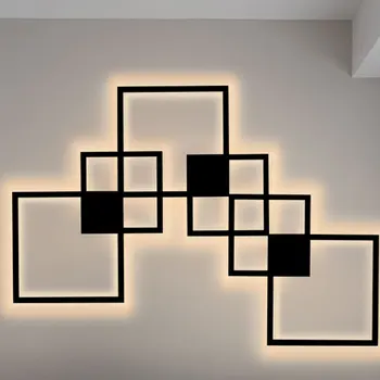 Hartisan Laukumā Sienas Lampas LED Ziemeļvalstu Dizaina Guļamistaba, Dzīvojamā Istaba Sienu Apdare gaiša Fona DIY Vienkārši Apgaismes Ķermeņi