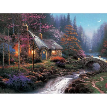5D Dimanta Izšuvumi Veco māju meža DIY Dimanta Glezna Krustdūrienā Urbt Rokdarbi Mozaīkas Dekori Gleznas