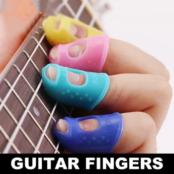 Karstā Pārdot 12 Gab Plānas Ģitāra Īkšķi Paceļ Pirkstu Klp Aizsargātu Pirkstiem Līmēšana Līnijas Nospiežot Elastīgs havajiešu ģitāra Pirkstu Cepure