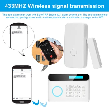 EWeLink 433Mhz Durvju Logu Signalizācijas Sensoru Bezvadu Durvju Sensors Anti-Theft Alarm Saderīgu Trauksmes Uzņēmēja vai RF Tilts Smart Home
